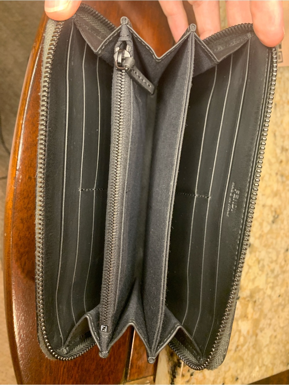 Fendi Monster Black, White and Gray Leather Zip-Around Wallet - Picture 10 of 17